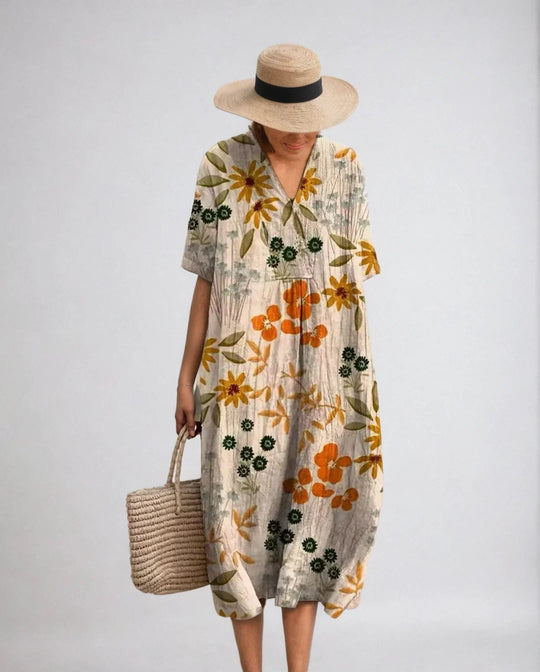 Emma | Farbenfrohes Sommerkleid mit blumigem Design