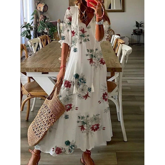 Carla | Luftiges Maxikleid mit lebhaftem Sommermuster