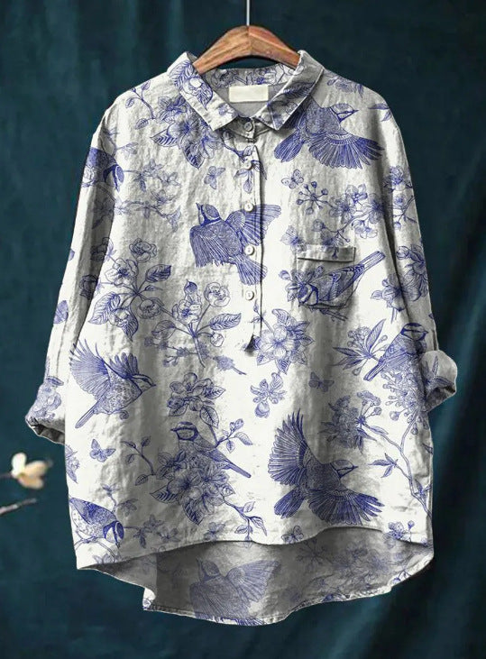 Elise | Klassisches Blumenshirt im Chemisier-Stil