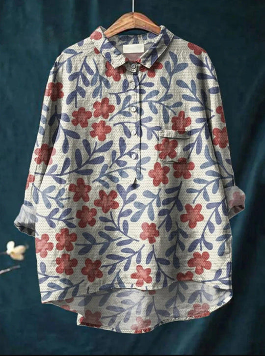 Elise | Klassisches Blumenshirt im Chemisier-Stil