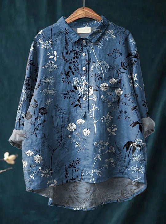 Elise | Klassisches Blumenshirt im Chemisier-Stil