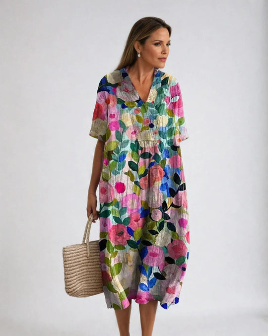 Emma | Farbenfrohes Sommerkleid mit blumigem Design