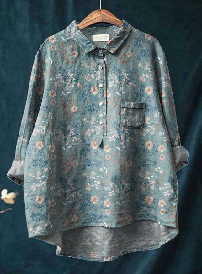 Elise | Klassisches Blumenshirt im Chemisier-Stil