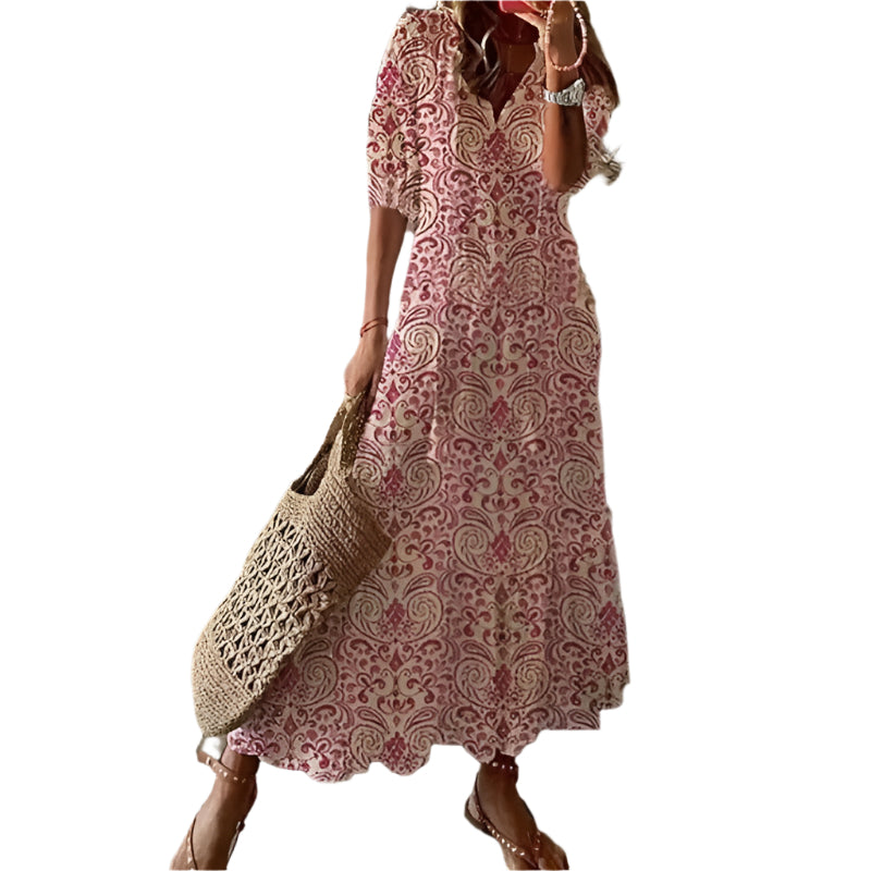 Carla | Luftiges Maxikleid mit lebhaftem Sommermuster