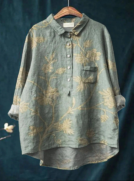 Elise | Klassisches Blumenshirt im Chemisier-Stil