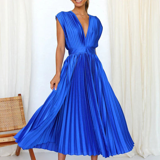 Silvia | Elegantes Sommerkleid mit fließendem Faltendesign