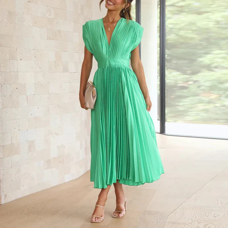 Silvia | Elegantes Sommerkleid mit fließendem Faltendesign