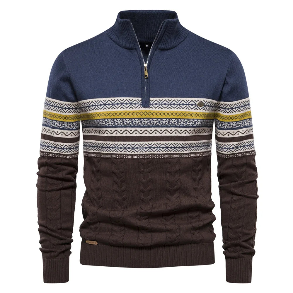 Elias | Fair Isle Sweater mit halbem Zipper