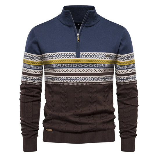 Elias | Fair Isle Sweater mit halbem Zipper