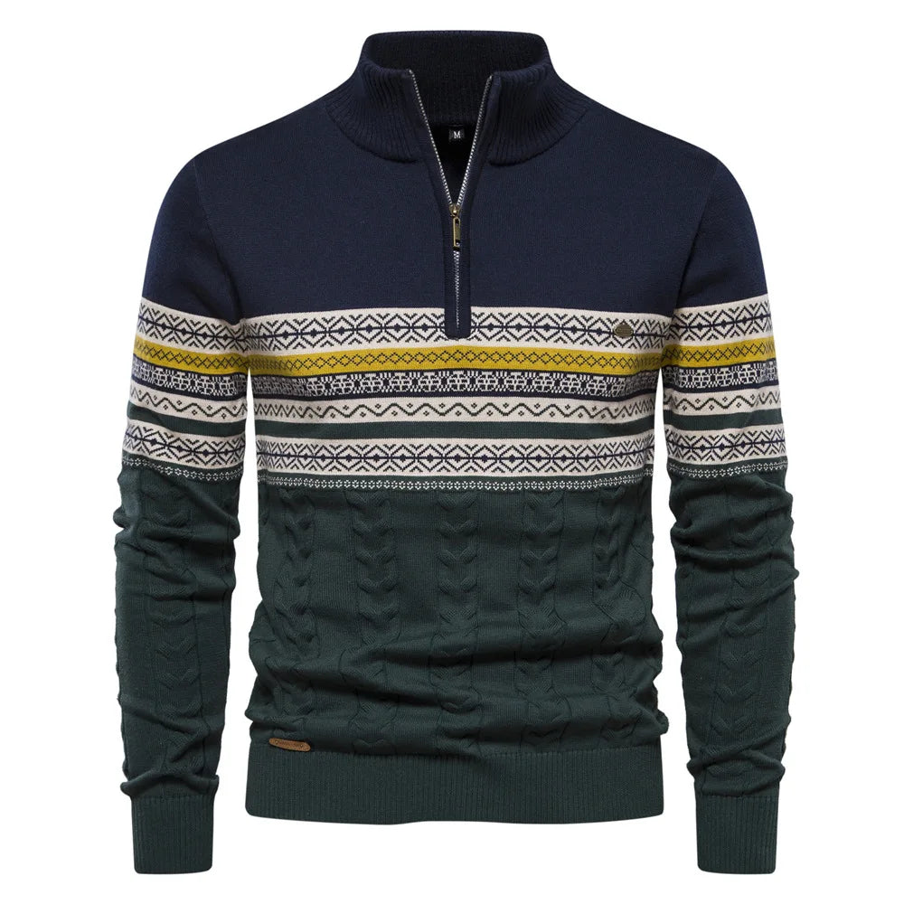 Elias | Fair Isle Sweater mit halbem Zipper