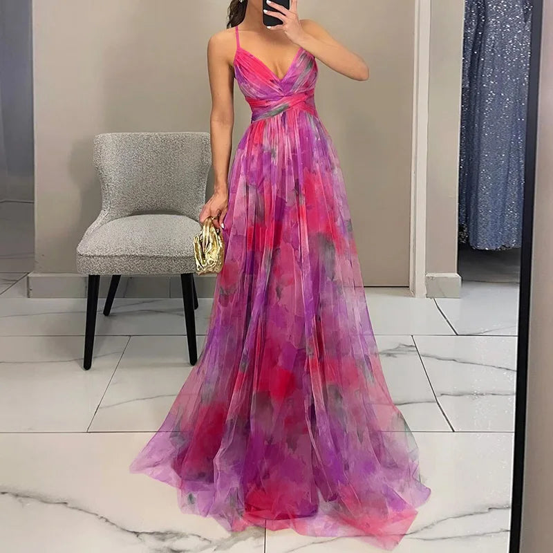 Giselle | Fließendes Maxikleid mit floralen Akzenten