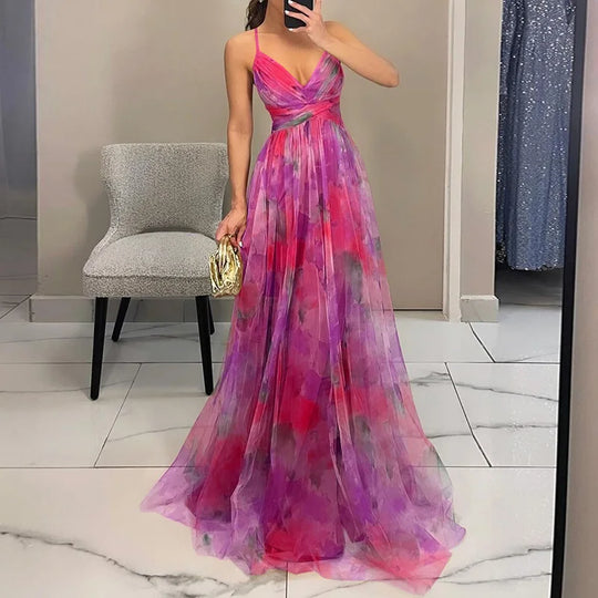 Giselle | Fließendes Maxikleid mit floralen Akzenten