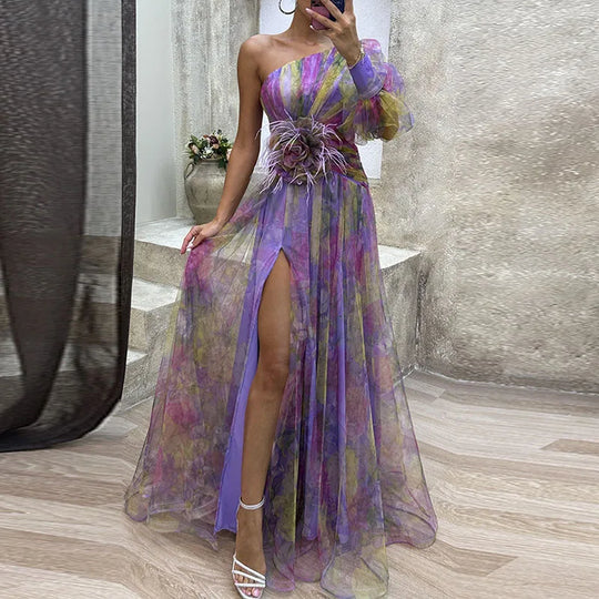 Philena | Langes, farbenfrohes Kleid für einen auffälligen Look