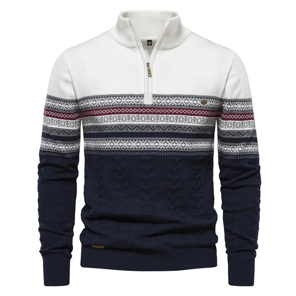 Elias | Fair Isle Sweater mit halbem Zipper