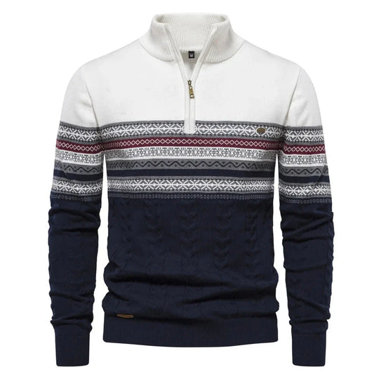 Elias | Fair Isle Sweater mit halbem Zipper