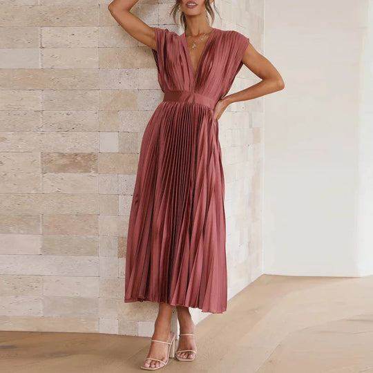 Silvia | Elegantes Sommerkleid mit fließendem Faltendesign