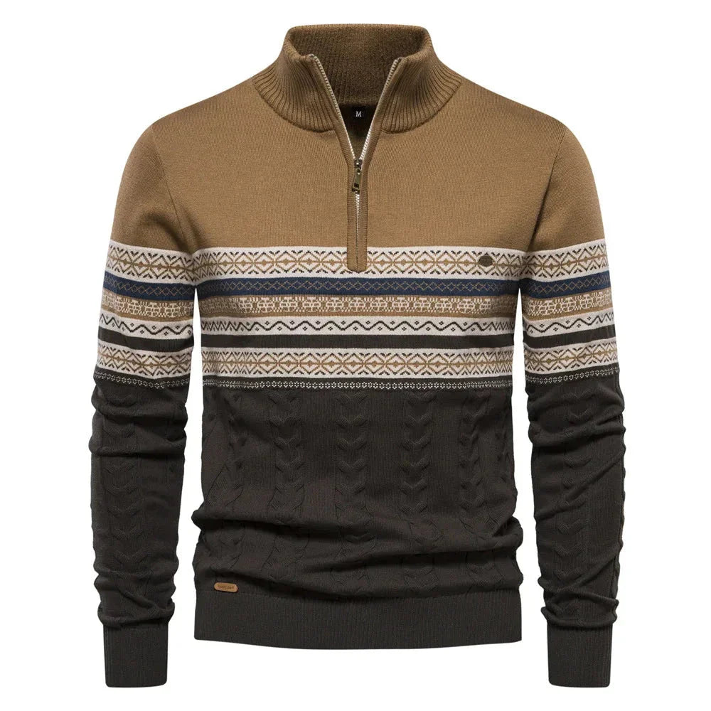 Elias | Fair Isle Sweater mit halbem Zipper