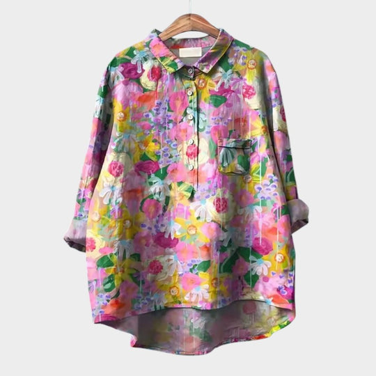 Annelie | Blumige Oversize-Bluse mit Aquarellmuster