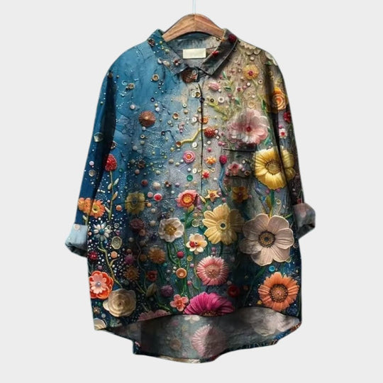 Annelie | Blumige Oversize-Bluse mit Aquarellmuster