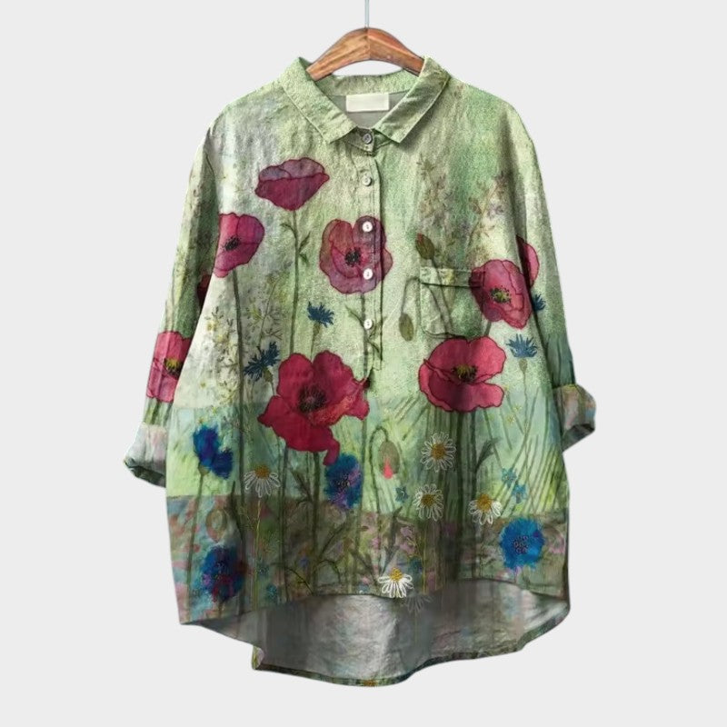Annelie | Blumige Oversize-Bluse mit Aquarellmuster