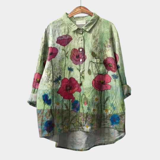 Annelie | Blumige Oversize-Bluse mit Aquarellmuster