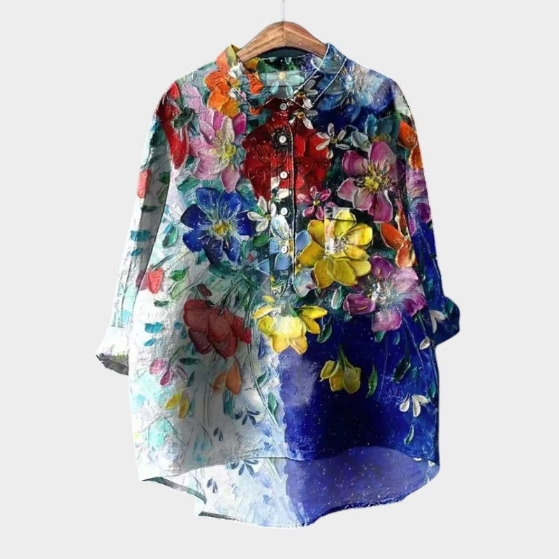 Annelie | Blumige Oversize-Bluse mit Aquarellmuster