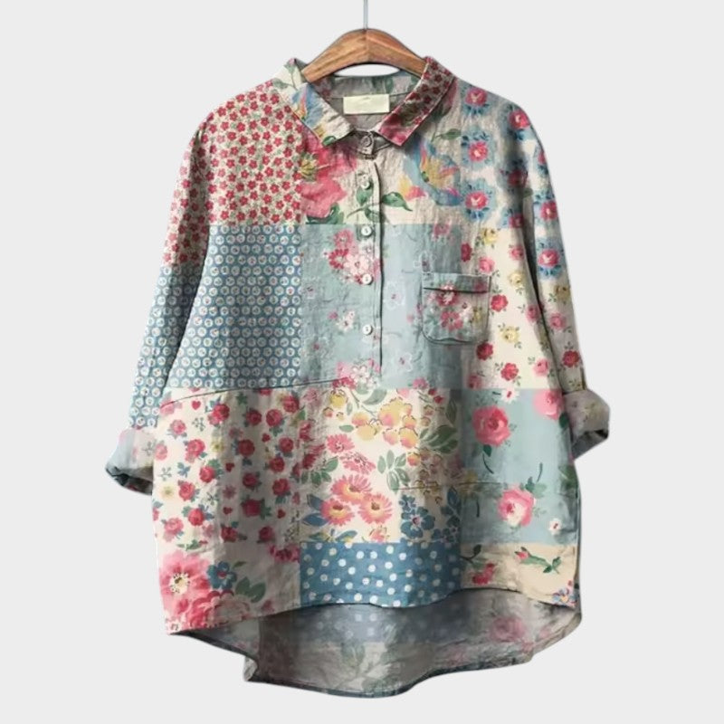 Annelie | Blumige Oversize-Bluse mit Aquarellmuster