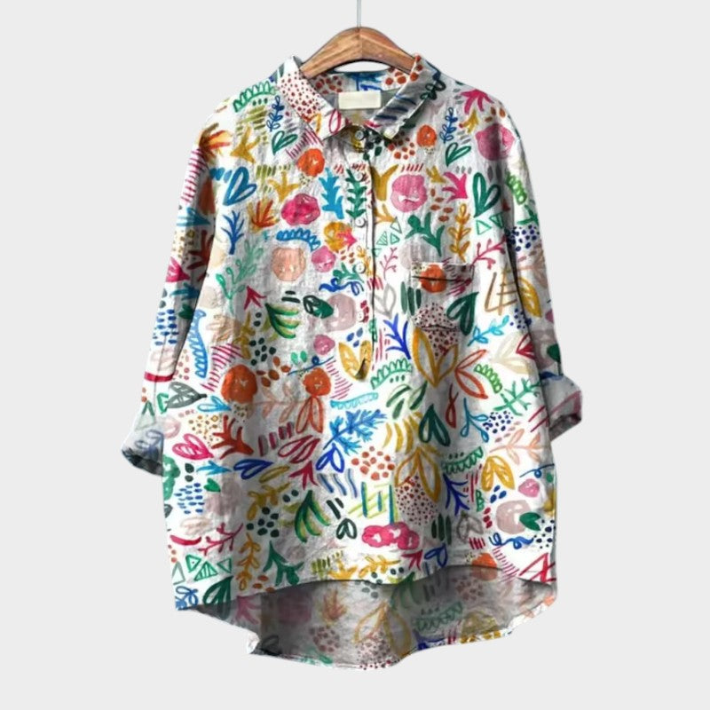 Annelie | Blumige Oversize-Bluse mit Aquarellmuster