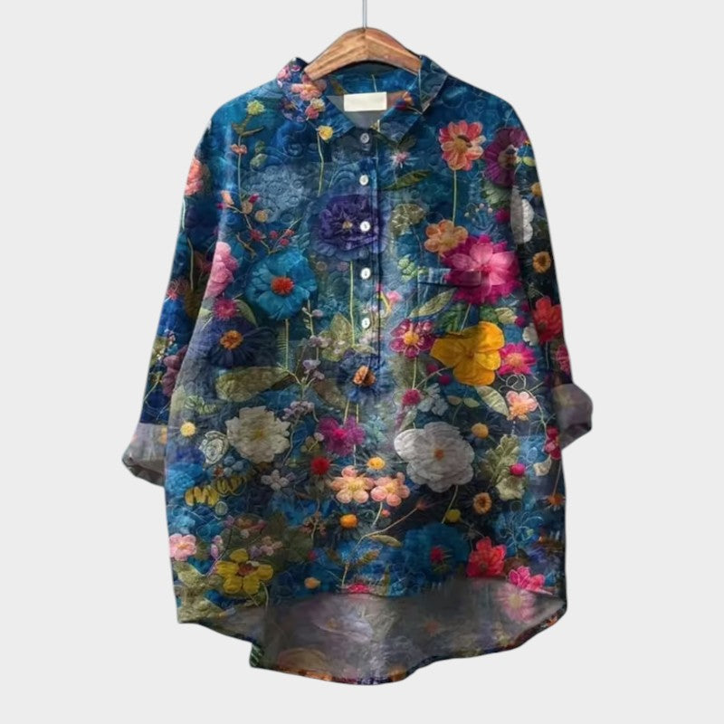 Annelie | Blumige Oversize-Bluse mit Aquarellmuster