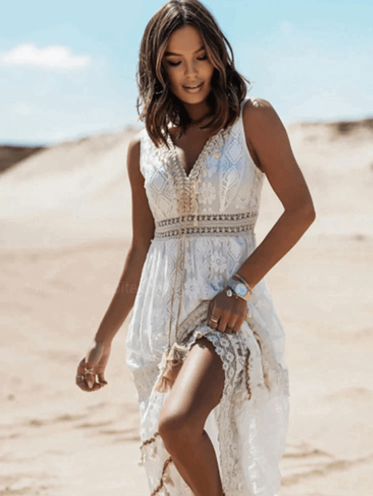 Amelie | Boho-Midikleid mit lockerer Passform und stilvollen Details