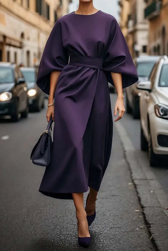 Rachele | Elegantes Kleid mit Laternenärmeln und Gürtel