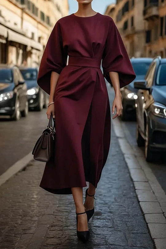 Rachele | Elegantes Kleid mit Laternenärmeln und Gürtel