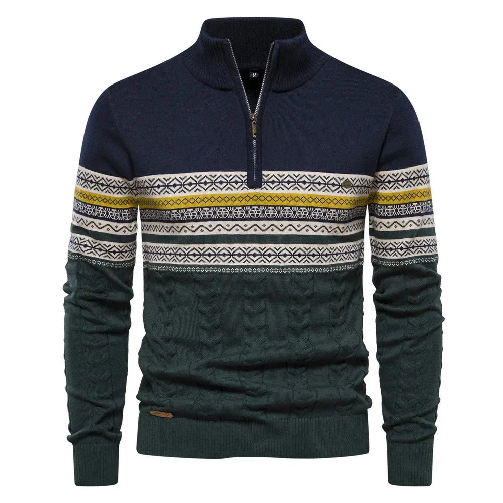 Elias | Fair Isle Sweater mit halbem Zipper