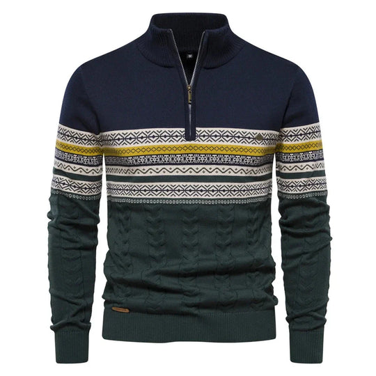 Elias | Fair Isle Sweater mit halbem Zipper