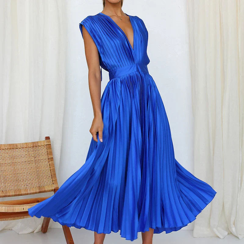 Silvia | Elegantes Sommerkleid mit fließendem Faltendesign