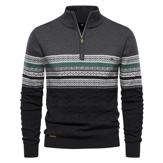 Elias | Fair Isle Sweater mit halbem Zipper