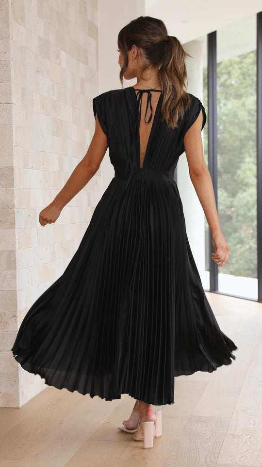 Renate | Elegantes Kleid mit fließendem Rock und V-Ausschnitt