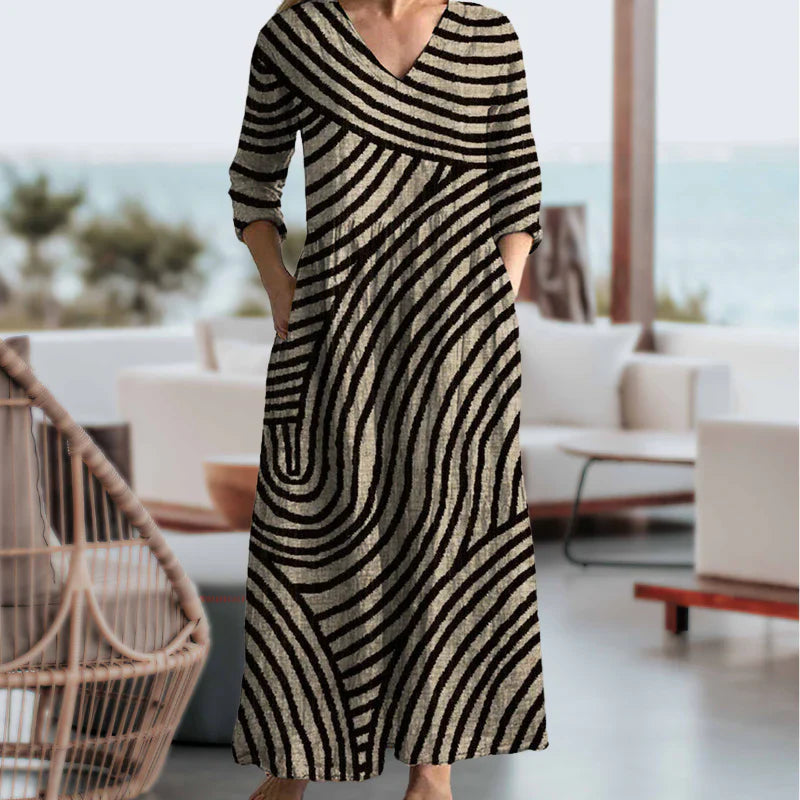 Anette | Gestreiftes Midikleid mit Vintage-Flair