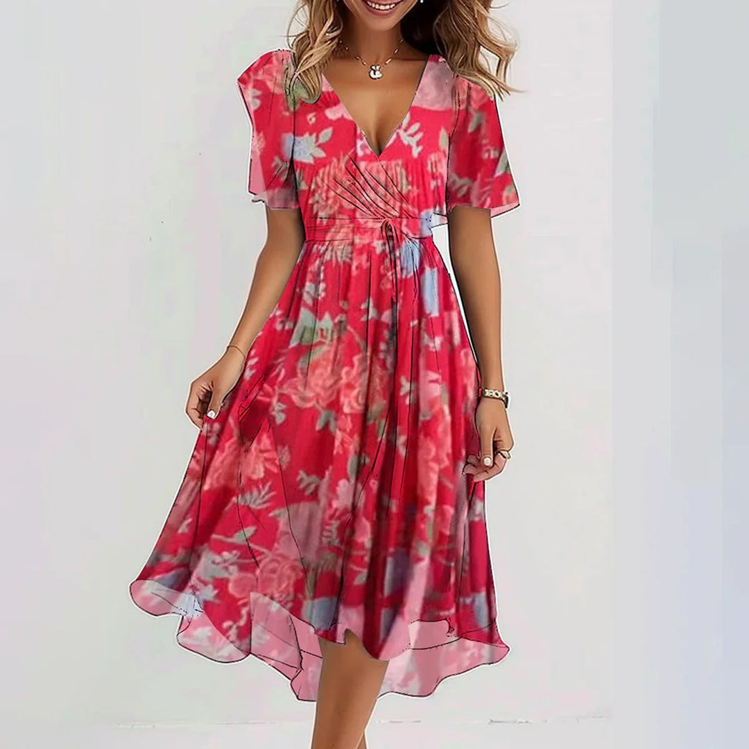 Elena | Luftiges Wickelkleid mit floraler Note