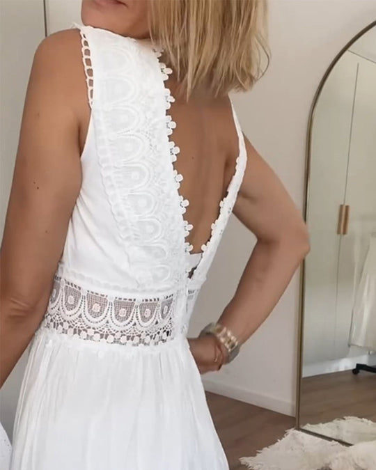 Frieda | Luftige Spitzenkleid mit femininer V-Ausschnitt-Silhouette