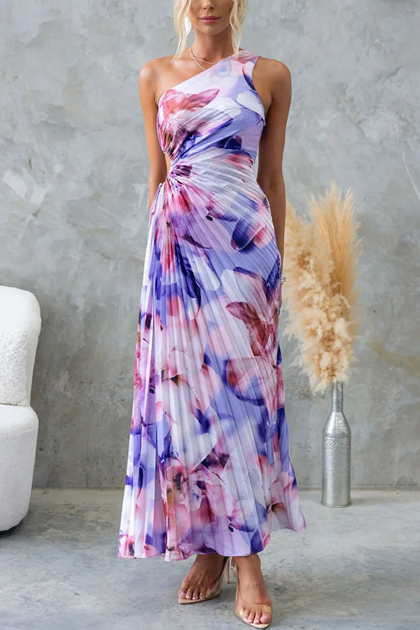 Isabel | Ein-Schulter Maxikleid mit floralem Print