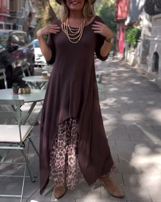 Bettina | Asymmetrisches Kleid mit Leoparden-Tüllrock