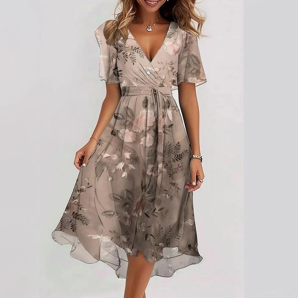Elena | Luftiges Wickelkleid mit floraler Note