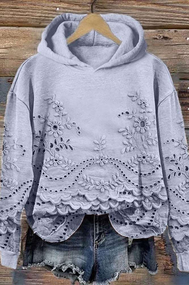 Amalia | Kapuzenpullover mit floraler Spitze