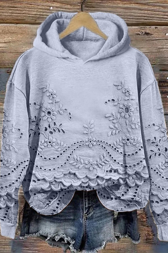 Amalia | Kapuzenpullover mit floraler Spitze