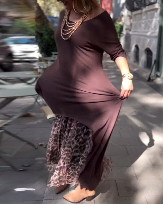 Bettina | Asymmetrisches Kleid mit Leoparden-Tüllrock