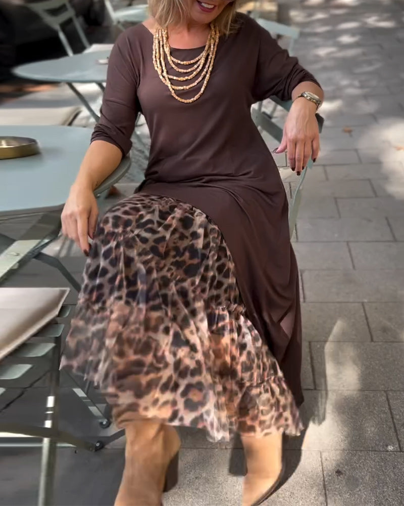 Bettina | Asymmetrisches Kleid mit Leoparden-Tüllrock