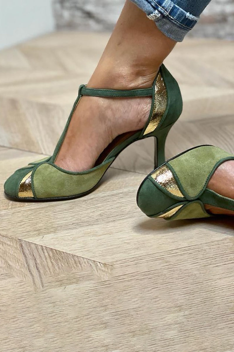 Frieda | Ausdrucksstarke Absatzschuhe mit Patchwork-Design