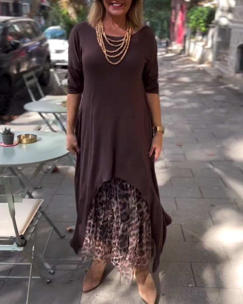 Bettina | Asymmetrisches Kleid mit Leoparden-Tüllrock
