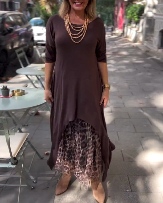Bettina | Asymmetrisches Kleid mit Leoparden-Tüllrock